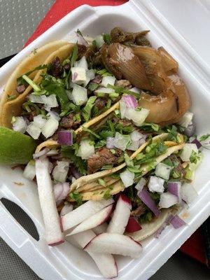 Asada taco and birria tacos