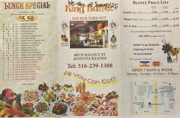 Fronts of takeout menu