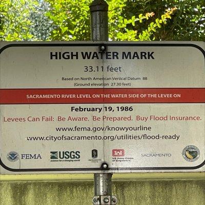 High water level mark at City Hall 2/19/1986.