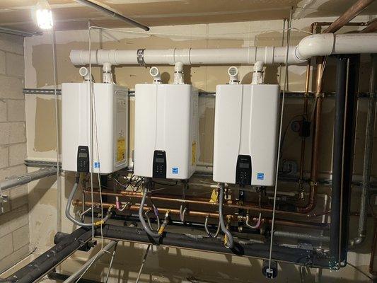 Commercial tankless water heating