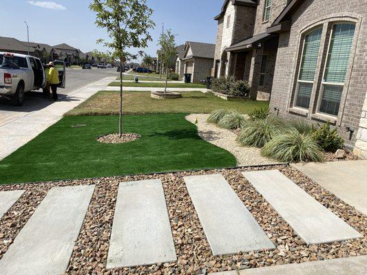 Artificial Turf & Concrete Steps