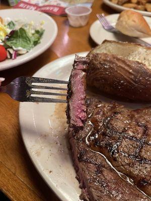 Always perfectly medium rare ribeye