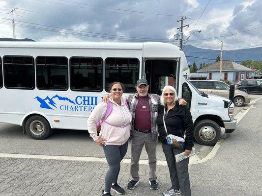 Mom and I pose with our bus tour guide/driver, Mike. He was great.