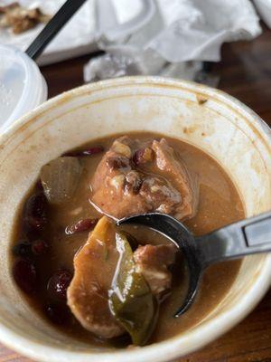 Red Pea Soup with oxtail, beef and dumpling.