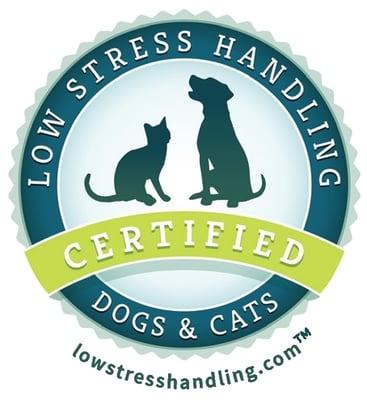 We are certified in low stress handling for dogs and cats.