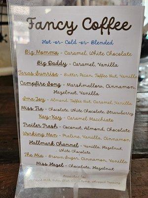 Coffee Menu