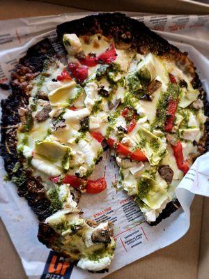 Pesto Pollo cauliflower pizza