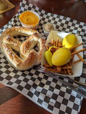 Bavarian soft pretzel, and some pickled eggs (wanted to try...not bad).