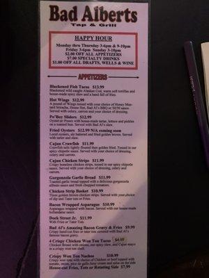 Happy Hour Menu