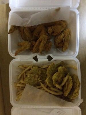 6PC wings with fries & Tostones