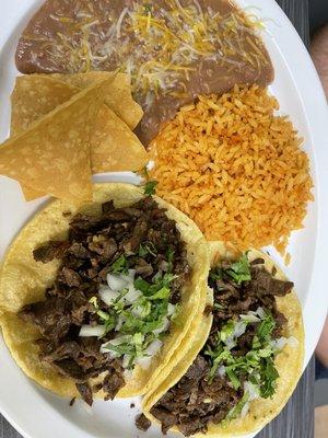 Carne Asada taco plate YUM