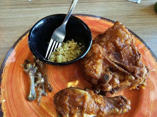 3 piece fried Chicken with Compero rice.