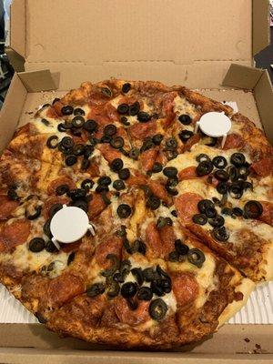 Large pepperoni and olives