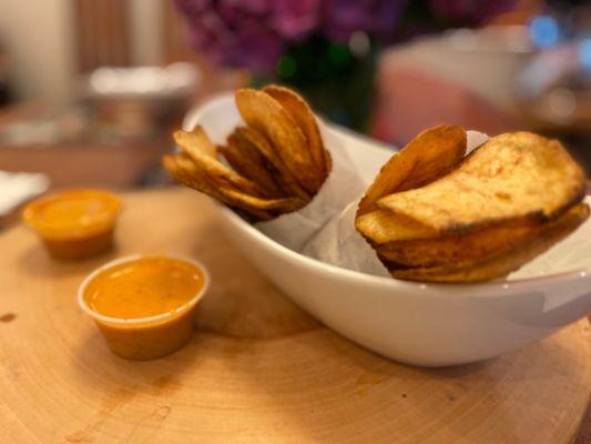 Potato chips with salsa