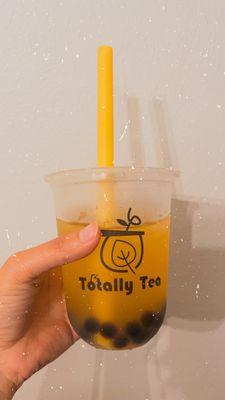 Peach tea with tapioca boba