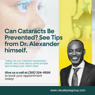 Cataract is the highest known cause of vision loss... So, why not contact an expert today and experience a better vision?