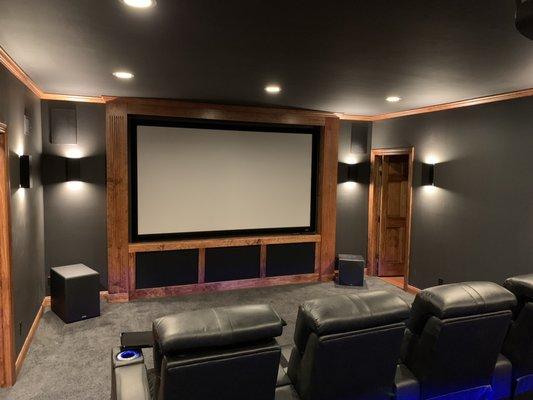 We got into the audio/video business because of our passion for awesome home theaters, here's an example of one we just completed...