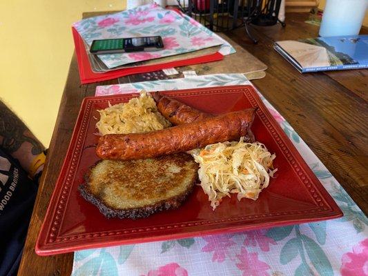 Kielbasa Platter - Delicious - no words for the potato pancake ~chef's kiss~ Ask for the hot mustard!