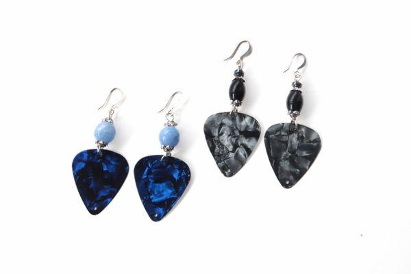 Guitar pick earrings by Betsy Oberheim