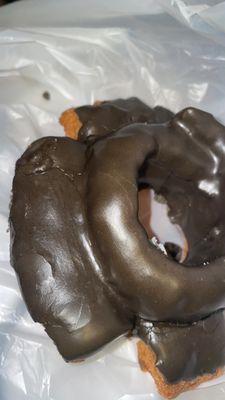 Chocolate sour crème donut which tasted  like day old