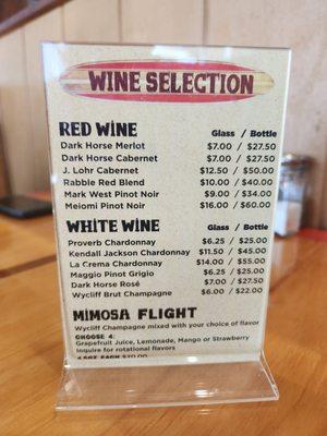 Wine selection, mimosa flights!