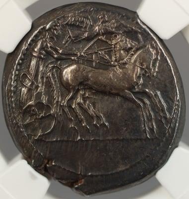 475-460 BC Sicily Leontini Tetradrachm Ancient Silver Coin NGC Graded AU