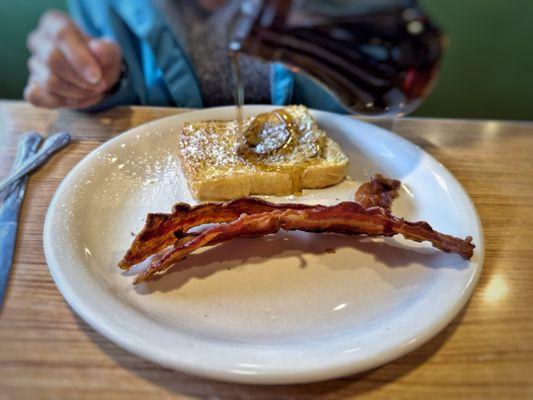 Texas French Toast with side of bacon.