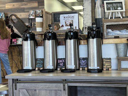 My favorite little coffee shop in Seneca. Great coffee and service. Delicious gluten free food. And witty. Just look at those coffee names.