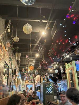 Ornaments and decor lighting on the ceiling