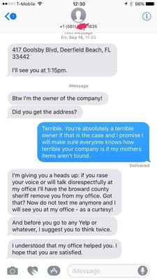 Business OWNER threatening pathetically to call cops