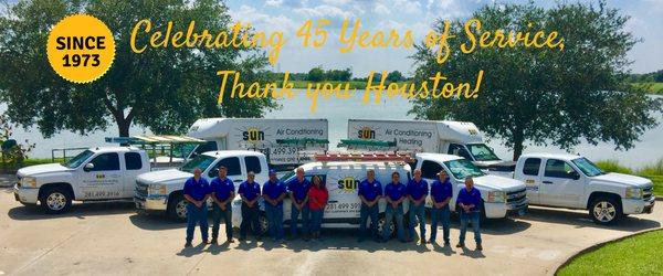 Celebrating 45 Years of Service.   Thank you Houston!