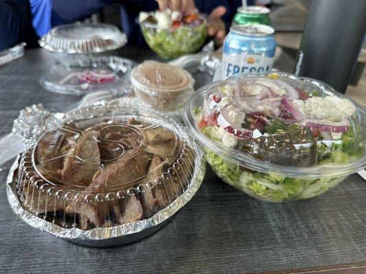 Greek Salad with gyro & warm pita (in foil) lunch special