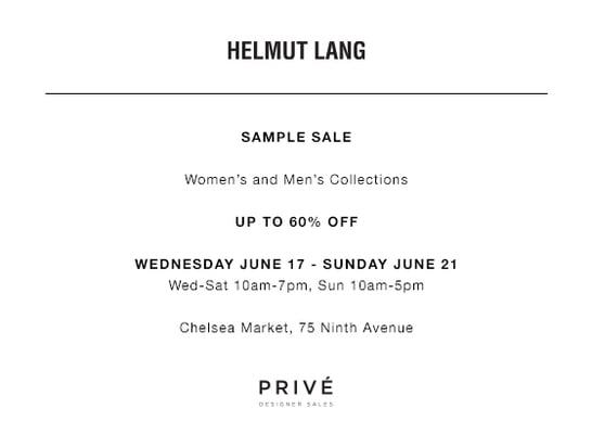 Helmut Lang Women's and Men's Sample Sale