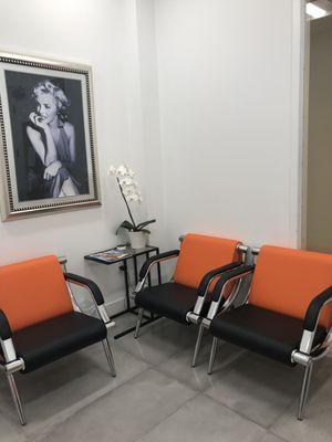 Waiting room.  Dermatology Boutique the office of Cosmetic Dermatologist Cynthia Golomb, MD