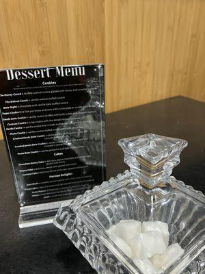 Dessert menu.