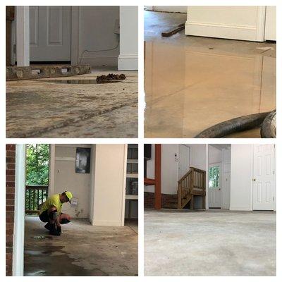 Broken concrete garage floors can shift and cause water infiltration.  These floors can be leveled using effective concrete repair.