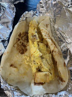 Potato egg taco