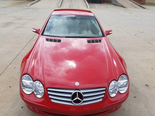 Ceramic Coating on this 2004 Red Mercedes!  5 year Protection Guarantee!