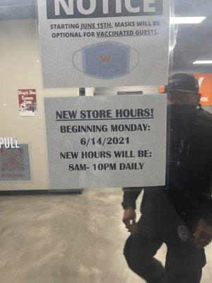 Hours state 8am-10pm daily on store door