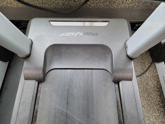 Dust covered filthy treadmills