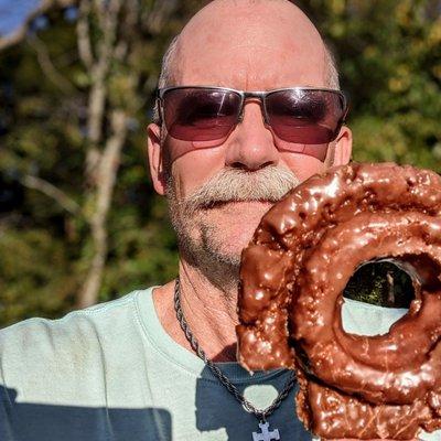 Excellent chocolate iced old-fashioned donut from C&K Donuts