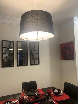 My dining room table and my new pendant light!