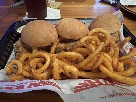 Cod sliders and curly fries