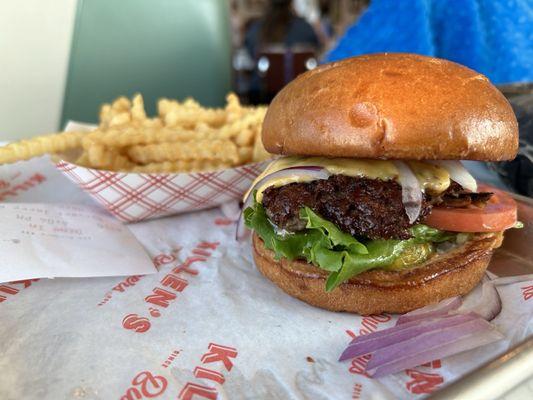 Burger and Crinkle Fries