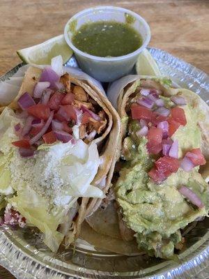 Tinga on the left, Grilled Chicken on the right. Both $3.50