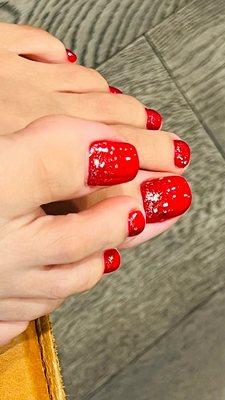 Holidays are here -- red with gold sparkles