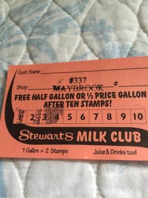 Get your milk card stamped for free milk.