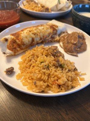 Combo Burrito, Taco (no pictures) rice and beans