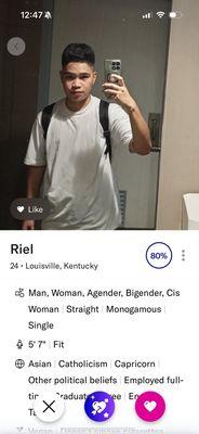 His profile on okc