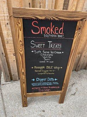 Sweets menu